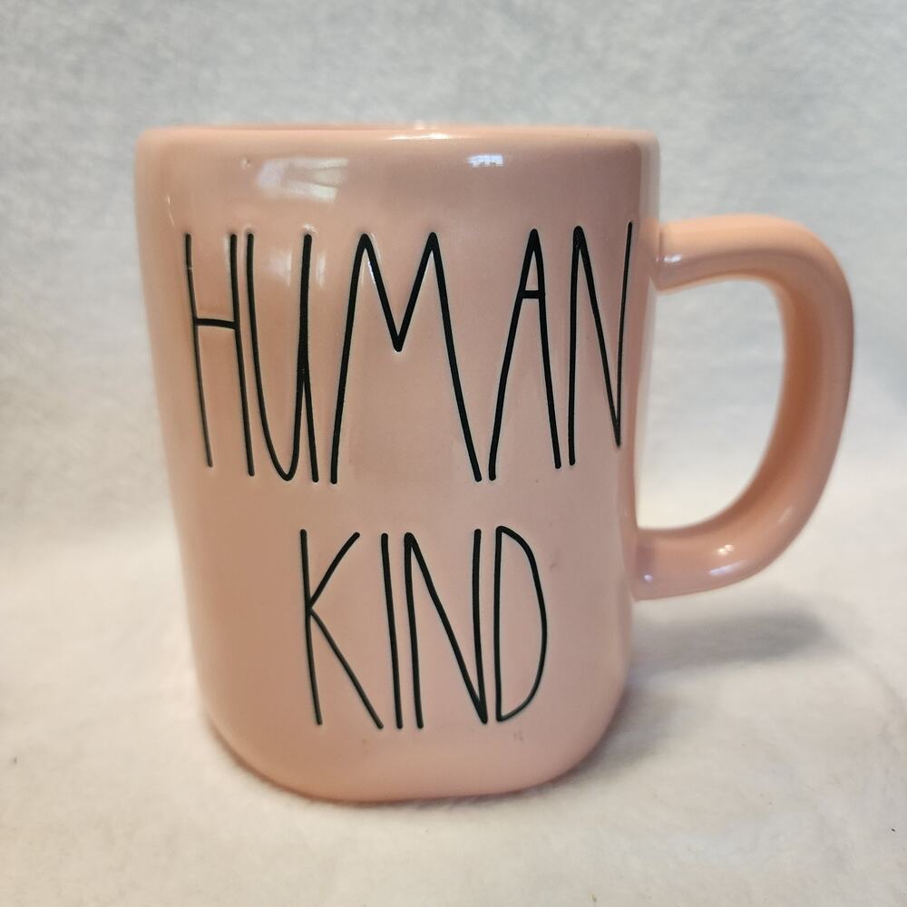 Rae Dunn HUMAN KIND Ceramic Coffee Mug Pink Glazed Artisian PRIDE Collection